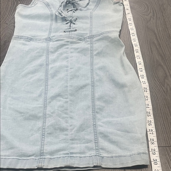 Revamped Denim half Light Blue Lace-Up Dress - Picture 10 of 11